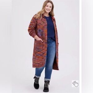 Torrid Acrylic Open Front Shawl Duster Spacedye Multi 00 M/L 10